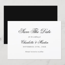 Reserve A Data Casamento Preto e Branco Elegante