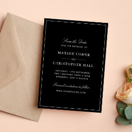 Reserve A Data Casamento Preto e Branco Formal Simples e Elegante