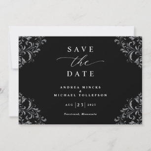 Reserve A Data Casamento preto e branco legante Salvar a data