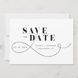 Reserve A Data Casamento Preto e Branco Minimalista Elegante