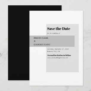 Reserve A Data Casamento preto e branco moderno