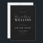 Reserve A Data Casamento Preto e Branco Moderno e Elegante Chic<br><div class="desc">Cartões modernos de save the date de casamento com design elegante e sofisticado e estilo minimalista em preto e branco.</div>