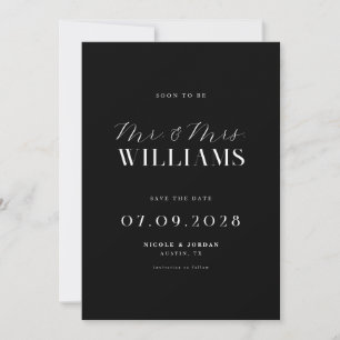 Reserve A Data Casamento Preto e Branco Moderno e Elegante Chic
