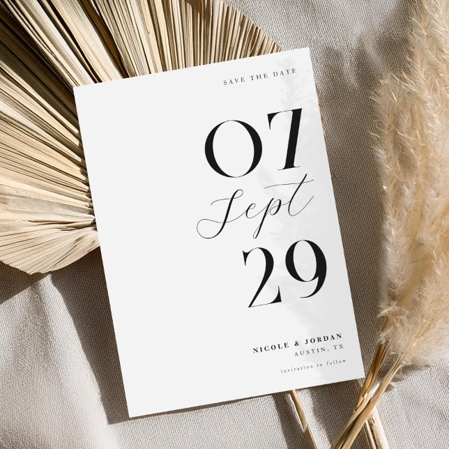 Reserve A Data Casamento Preto e Branco Moderno e Simples Elegant (Criador carregado)