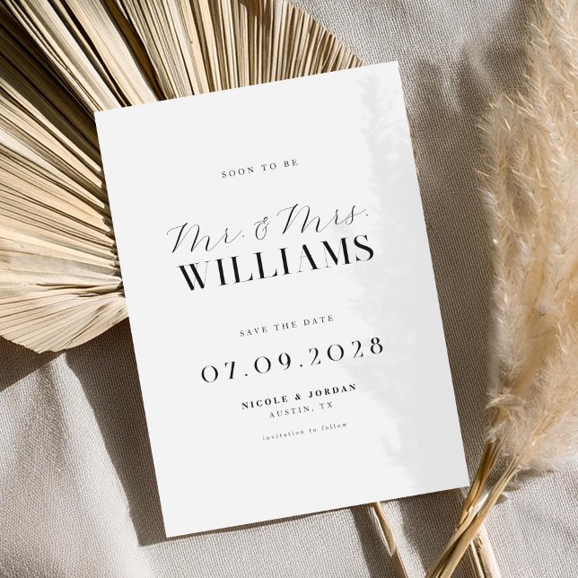 Reserve A Data Casamento Preto e Branco Moderno Elegante Chic (Criador carregado)