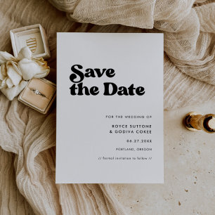 Reserve A Data Casamento preto e branco retrô elegante