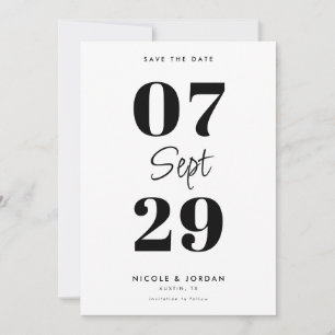 Reserve A Data Casamento Preto e Branco Simples Moderno