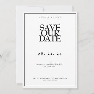 Reserve A Data Casamento preto e branco simplesmente minimalista
