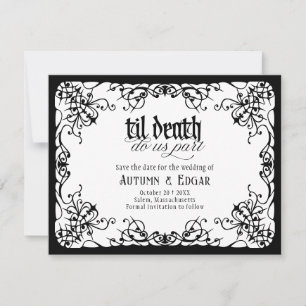 Reserve A Data Casamento Preto e Branco Til Death Gothic