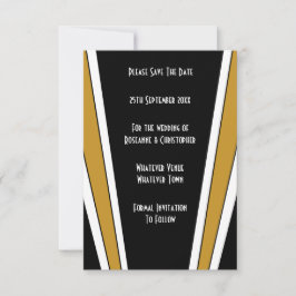 Reserve A Data Casamento Preto e Dourado de Design Art Déco