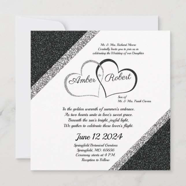 Reserve A Data Casamento Preto e Prata salvar a data c/ poema do  (Frente)