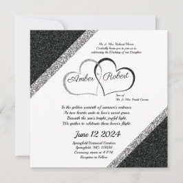 Reserve A Data Casamento Preto e Prata salvar a data c/ poema do
