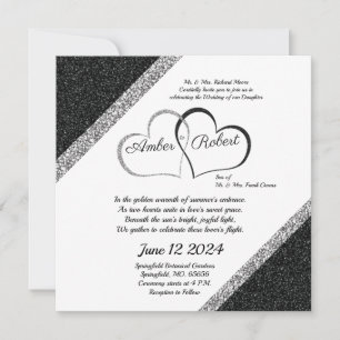Reserve A Data Casamento Preto e Prata salvar a data c/ poema do