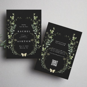 Reserve A Data Casamento Preto Elegante De Vidraça Selvagem