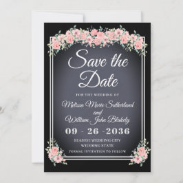 Reserve A Data Casamento Preto Floral Chalkboard
