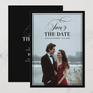 Reserve A Data Casamento Preto Luxuoso Chic de Dinheiro Antigo Mo
