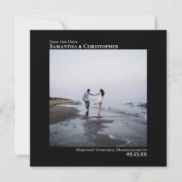 Reserve A Data Casamento Preto Mínimo Quadrado de Foto em Esquadr