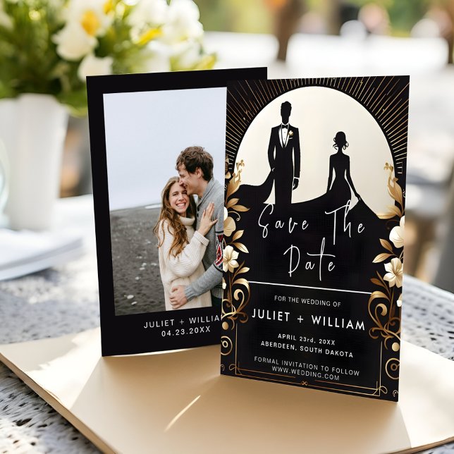 Reserve A Data Casamento Preto-Negrito Com Tuxedo (Criador carregado)