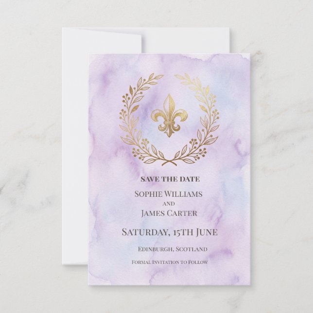 Reserve A Data Casamento Purple Fleur De Lis (Frente)