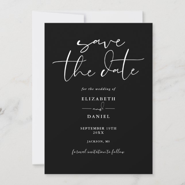 Reserve A Data Casamento QR Code Preto e Branco em Letra Elegante (Frente)