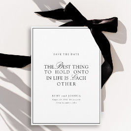 Reserve A Data Casamento Real Elegante de Branco e Preto