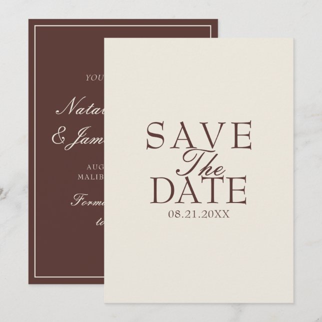 Reserve A Data Casamento Retro com Chocolate Marrom Chique e Dinh (Frente/Verso)
