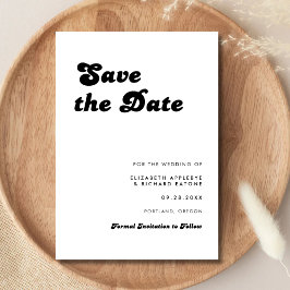 Reserve A Data Casamento Retro Elegante Preto e Branco