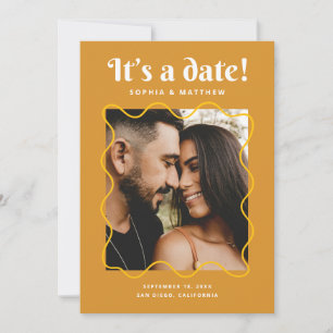 Reserve A Data Casamento Retro Mostarda Dourada   Foto em Moldura
