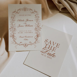 Reserve A Data Casamento Retro Queimado Laranja Antigo Dinheiro E