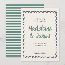 Reserve A Data Casamento Retroativo do Pastel Wavy Frame