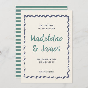 Reserve A Data Casamento Retroativo do Pastel Wavy Frame