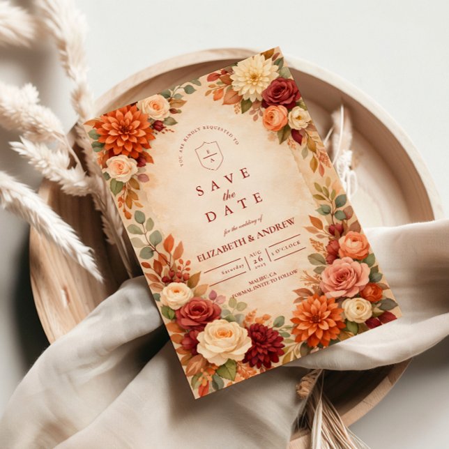 Reserve A Data Casamento Romance Floral de Outono (Criador carregado)
