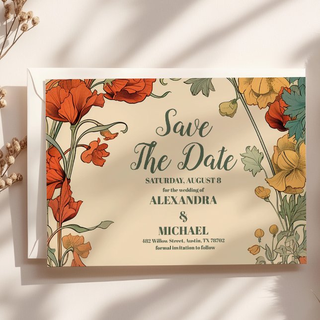 Reserve A Data Casamento Romântico Art Nouveau (Criador carregado)