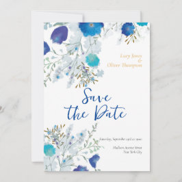 Reserve A Data Casamento Romântico, Blue Floral
