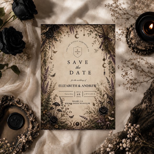 Reserve A Data Casamento Romântico Boho Góthico (Criador carregado)
