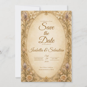 Reserve A Data Casamento Romântico Botânico Art Nouveau Atemporal