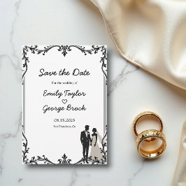 Reserve A Data Casamento Romântico, Casal Negro E Branco, Delicad