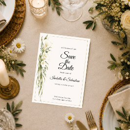 Reserve A Data Casamento Romântico com Elegantes Copos-de-Leite