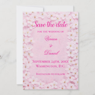 Reserve A Data Casamento romântico com flores de cerejeira rosa S