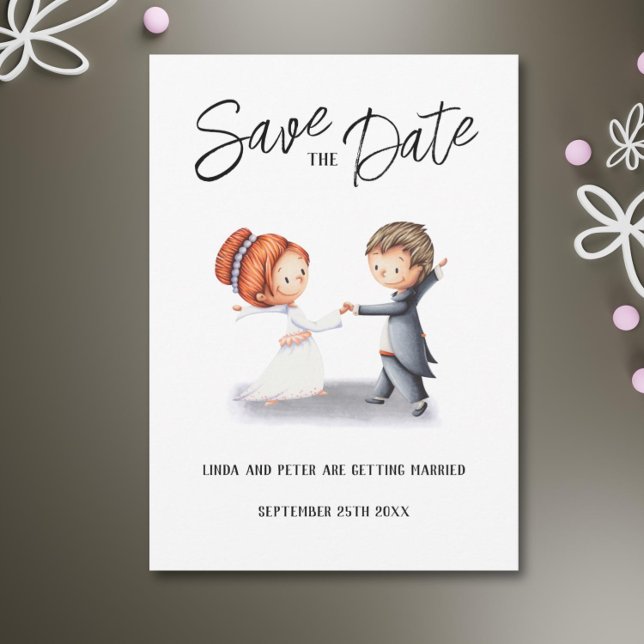 Reserve A Data Casamento Romântico Dançante Único e Bonito Casal (Cute Unique Couple Dancing Romantic Wedding  Save The Date )
