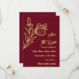 Reserve A Data Casamento romântico de burgundy com flor de ouro e