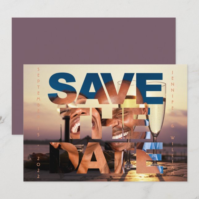 Reserve A Data Casamento Romântico de Champanhe de Sunset Flutes  (Frente/Verso)