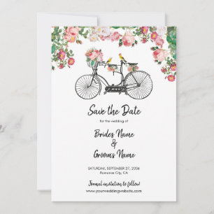 Reserve A Data Casamento Romântico de Flores de Bicicletas e Ave
