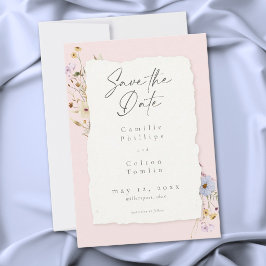 Reserve A Data Casamento Romântico de Flores Silvestres Rosa Bege