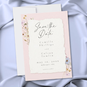 Reserve A Data Casamento Romântico de Flores Silvestres Rosa Bege