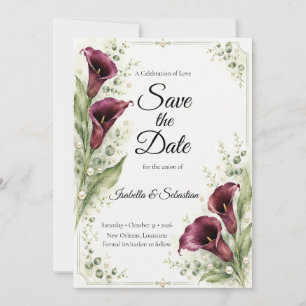 Reserve A Data Casamento Romântico de Lírio de Calla Ameixa Elega