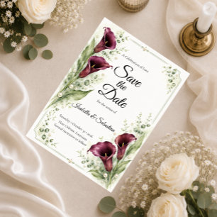 Reserve A Data Casamento Romântico de Lírio de Calla Ameixa Elega