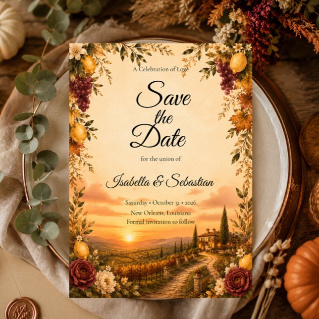 Reserve A Data Casamento Romântico de Outono Rústico Toscano (Criador carregado)