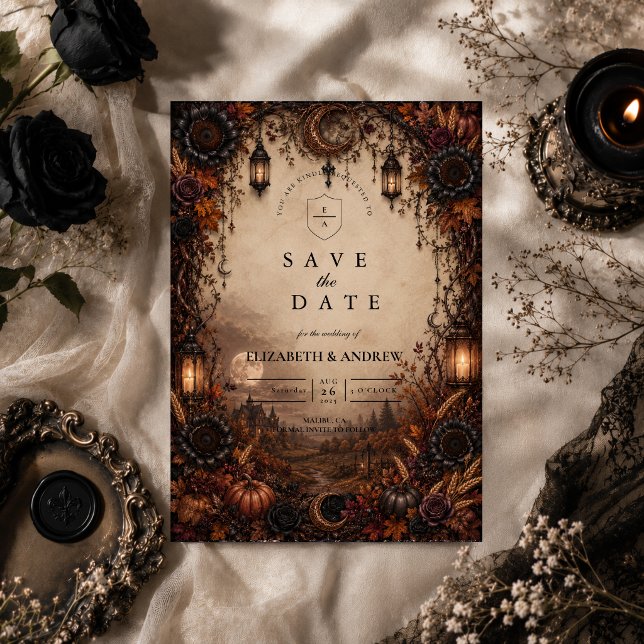 Reserve A Data Casamento Romântico de Outono Sombrio (Criador carregado)