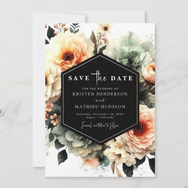 Reserve A Data Casamento Romântico de Pêssego Personalizado (Frente)